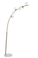 Lampada da Terra Glamy Arc 6 Luci 130x45x220 cm in Ferro e Vetro Oro e Bianco      
