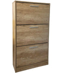 Scarpiera Salvaspazio 3 Ante a Ribalta 60x24x120h cm in Melaminico Venato a Rilievo Rovere Silver