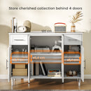 Credenza Buffet Elegante 120x38x86 cm con 2 Cassetti e 3 Armadietti in Legno Bianco      