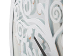 Orologio da Muro Bianco Tree Ø55x4,5 cm in Ferro MDF e Specchio Bianco