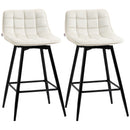 Set 2 Sgabelli da Bar 45x47x88 cm in Metallo e Velluto Crema