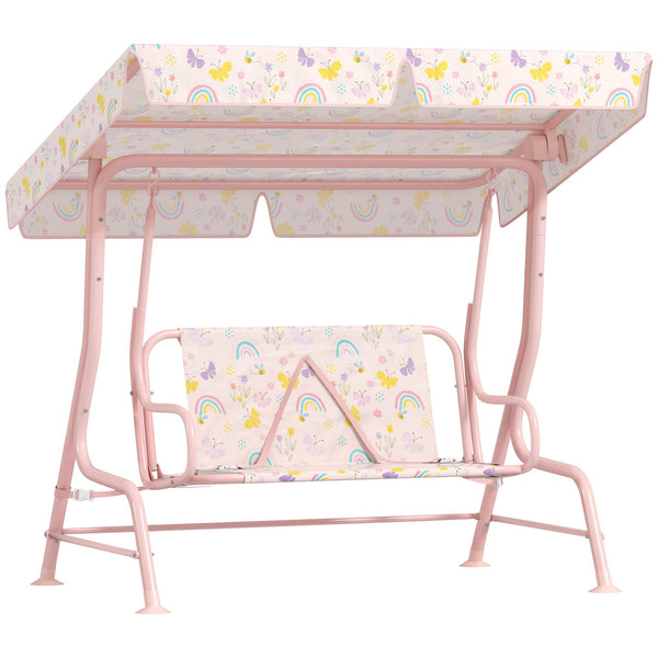 Dondolo per Bambini da Giardino a 2 Posti 112x75x120 cm a 2 Posti con Cinture di Sicurezza Rosa sconto