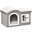 Cuccia per Gatti 63,5x37x40 cm in Legno e MDF Bianco e Grigio