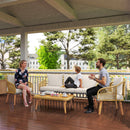 Set da Giardino 4 Pezzi con Divano 2 Poltrone e Tavolino Basso in Rattan Bianco Crema    