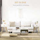 Set 2 Comodini 40,5x30,5x60 cm con Cassetto in Legno Color Rovere e Bianco      