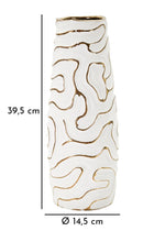 Vaso Lia Ø14,5x39,5 cm in Ceramica Bianco e Oro      
