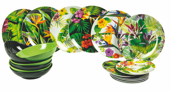 online Servizio Piatti 18 Pezzi in Porcellana e Gres Villa d'Este Home Tivoli Tropical Jungle Multicolor