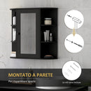 Armadio con Specchio da  Bagno 66x17x63 cm con 6 Ripiani Aperti e 2 Chiusi in Legno e Vetro Nero      