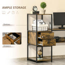 Scrivania PC con Scaffali e Cassetti 140x50x110 cm in Legno e Acciaio Marrone