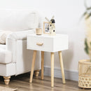 Set 2 Comodini 40,5x30,5x60 cm con Cassetto in Legno Color Rovere e Bianco      