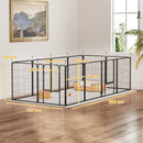 Recinto per Cani a 12 Pannelli Modulabili 68x1,5x80 cm con Porta di Ingresso in Acciaio Nero   