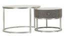 Tavoli da Caffè Greys Coppia Ø70x45 cm - Ø50x40 cm in Pino e MDF e Metallo      