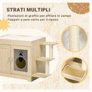 Mobile Lettiera Casetta Cuccia per Gatti con Albero Tiragraffi 107x54x70 cm Rovere 