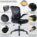Sedia Operativa da Ufficio 62x63x105 cm Ergonomica con Braccioli Pieghevoli Bianco