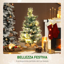 Albero di Natale Piccolo Innevato 60 cm  64 Rami e Pigne con 35 LED      