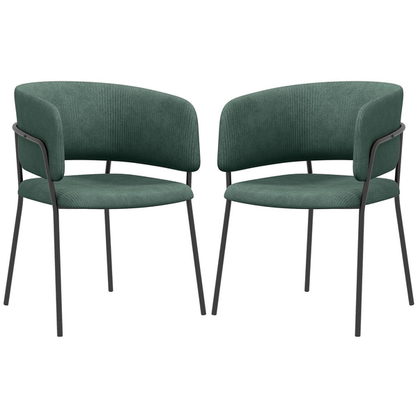 prezzo Set 2 Sedie Stile Moderno 57x53x73 cm in Velluto e Acciaio Verde