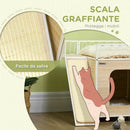 Casetta per Gatti 56x40x54 cm con Tiragraffi e Scaletta Legno e Bianco