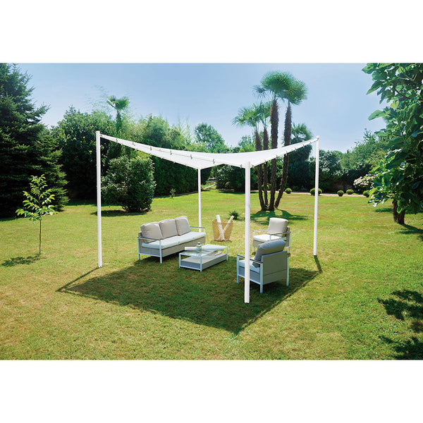 sconto Gazebo a Vela Ombreggiante da Giardino in Ferro 3,5X3,5m Vorghini Butterfly Bianca