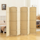 Paravento Divisorio da Interni Pieghevole 240x170 cm a 6 Ante Intrecciato in PP e Legno Beige      