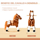 Cavallo a Dondolo per Bambini in Peluche con Suoni Marrone 
