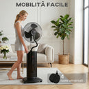 Ventilatore a Piantana 3 in 1 Oscillante 45x38x130 cm con Nebulizzatore d'Acqua Telecomando e Timer 9h Nero      