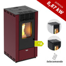 Stufa a Pellet ad Aria Ventilata 8,87kW Stella 90 Bordeaux e Rosso
