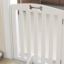 Cancellino per Cani Pieghevole 155x30x61 cm a 3 Pannelli con 2 Supporti in Legno Bianco      