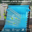 Lettino Prendisole Pieghevole 189x58x30 cm con Schienale Reclinabile in Acciaio e Tessuto a Rete Blu      
