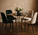 Tavolo da Pranzo Shanty Ø100x80 cm in Ferro e Vetro Oro e Nero      