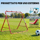 Rete Rebounder per Calcio 103x72x89 cm 5 Angolazioni Regolabili Telaio in Acciaio Rosso      