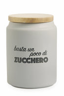 Barattolo Zucchero con Scritta Ø11x15 cm in Gres con Coperchio in Bambù VdE Tivoli 1996