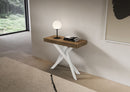 Consolle Allungabile 90-300x40x77 cm Saki Noce Gambe Bianche 