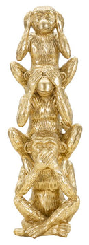Decorazione Scimmie Tower Ø10,5x30 in Resina Oro          