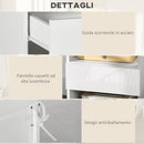 Set 2 Comodini con LED 40x40x55 cm 2 Ripiani 1 Cassetto in Truciolato Bianco