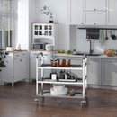 Carrello Portavivande da Cucina 3 Ripiani in Acciaio Inox 85x45x90 cm