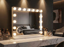 Specchio da Tavolo Hollywood 55x14x43 cm in Ferro e Specchio Bianco      