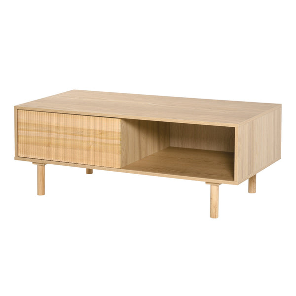 acquista Tavolino Basso con Anta e Cassetto 110x50x41,5 cm in Legno Truciolare Naturale
