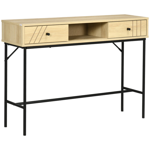 Consolle Fissa 2 Cassetti 110x29,5x78 cm in Legno e Metallo Naturale sconto