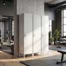 Armadio Spoiatoio 40x40x179 cm con Porta Chiudibile Portanome e Asta Appendiabiti in Metallo Bianco      