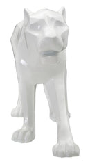 Statua Pantera 70x32,5x18 cm in Poliresina Bianco