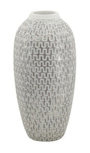 Vaso Resina Wave Ø21x43 cm in Resina Argento e Bianco      