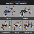 Panca Palestra Pesi Multifunzione 6 in 1 Schienale Regolabile Nero e Blu      