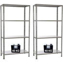Set 2 Scaffali in Metallo 4 Ripiani 60x30x140 cm  Grigio