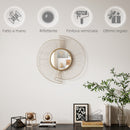 Specchio da Parete Rotondo Ø60 cm con Drappeggio in Metallo e Design Plissettato Oro      