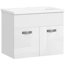 Mobile da Bagno Sospeso con Lavabo in Ceramica 61x40x50 cm Bianco Lucido  