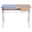Scrivania da Ufficio in Legno e Piano in Vetro con Cassetto e Porta Tastiera Estraibile 105x55x75 cm 