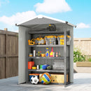 Casetta Box da Giardino 133x87x178 cm Superficie 1,1 m² con Doppie Porte Bloccabili in Acciaio Grigio Argento      