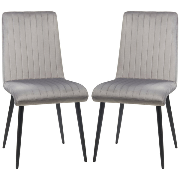 Set 2 Sedie Imbottite 43x58x90 cm in Tessuto Grigio e Nero sconto