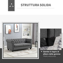 Divano 2 Posti 185x81x78 cm in Tessuto Effetto Lino Grigio