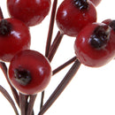 Set 24 Bacche Pirichanta Artificiali Larghezza 1 cm Rosso